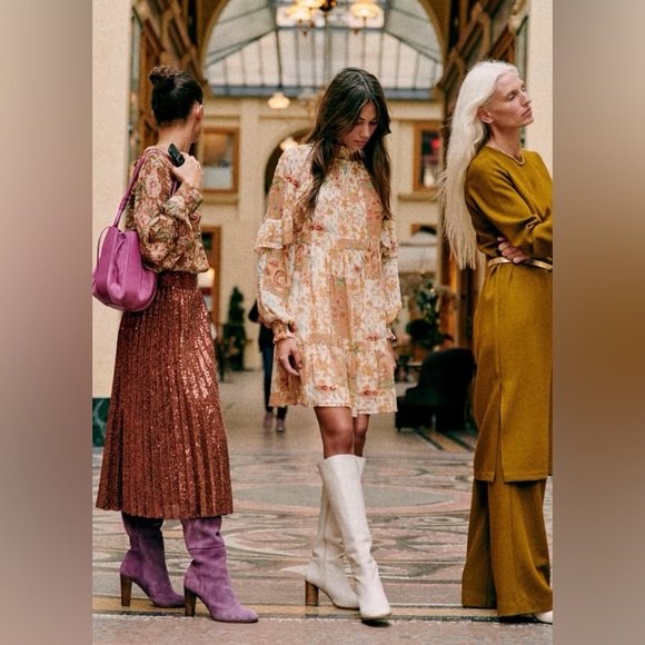 Sezane Estel Dress in Camel Patchwork Size 2 NWT - Picture 15 of 15